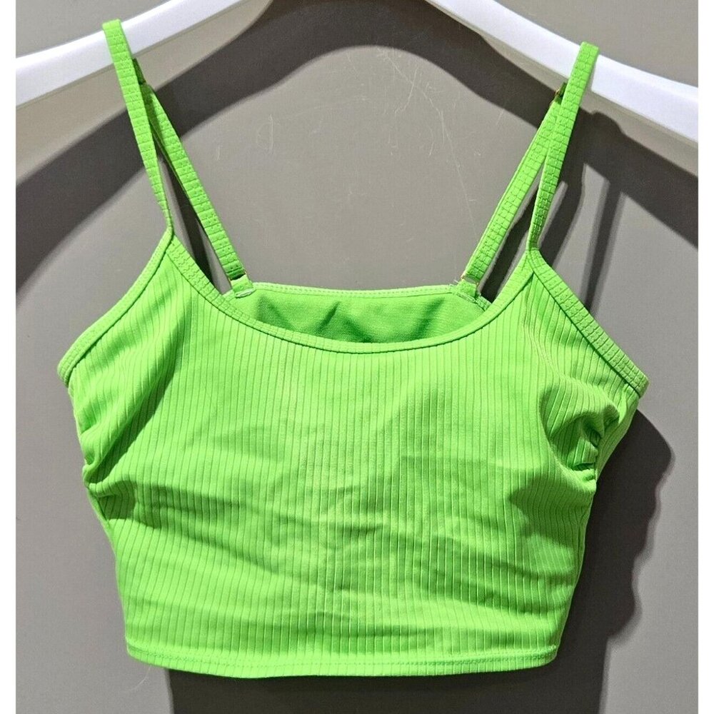 Wild Fable Size XXS 00 Lime Green Ribbed Longline Bralette Bikini Swim Top